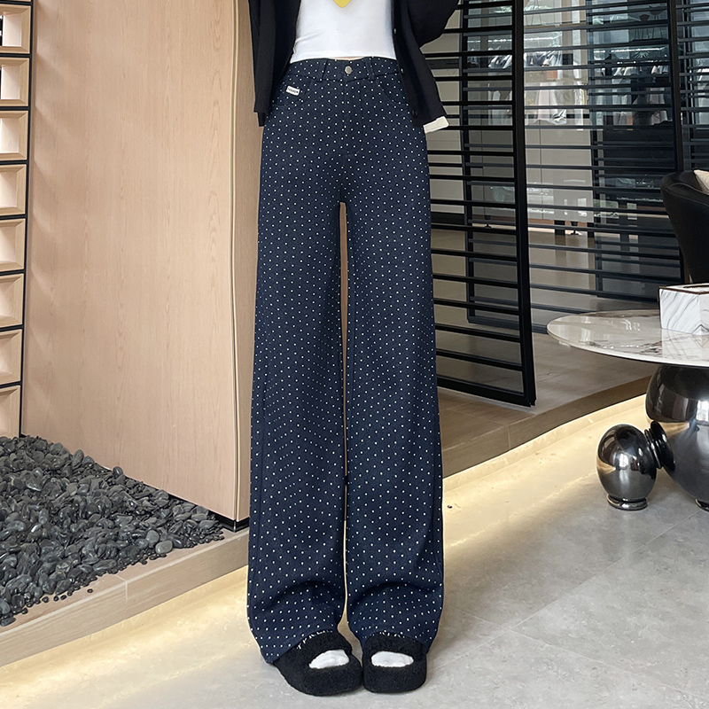 Fashionable Western Wave Point Wide Leg Pants for Women 2025 Early Autumn New High Waist Style Casual Versatile Loose Casual Pants Fashionable Western Wave Point Wide Leg Pants for Women 2025 Early Autumn New High Waist Style Casual Versatile Loose Casual Pants