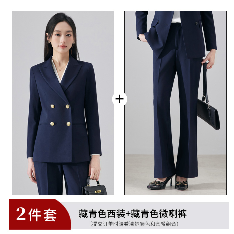 High end professional women's double breasted suit set for autumn and winter 2025, simple and capable temperament, goddess style commuting suit High end professional women's double breasted suit set for autumn and winter 2025, simple and capable temperament, goddess style commuting suit