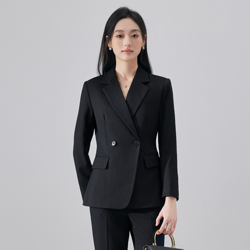 High end professional women's black suit set for women in autumn 2025, slim fit and slimming temperament, commuting formal work clothes High end professional women's black suit set for women in autumn 2025, slim fit and slimming temperament, commuting formal work clothes