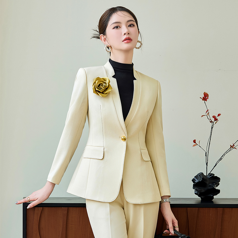 2025 temperament high-end collarless suit for women in autumn, slim fit and slimming, one button commuting formal suit, professional suit 2025 temperament high-end collarless suit for women in autumn, slim fit and slimming, one button commuting formal suit, professional suit