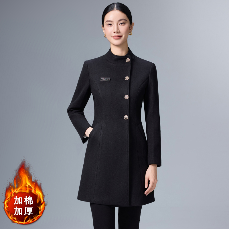 Cotton thickened woolen coat for women's winter clothing, new simple and capable style, slim fit and slimming professional work clothes jacket Cotton thickened woolen coat for women's winter clothing, new simple and capable style, slim fit and slimming professional work clothes jacket