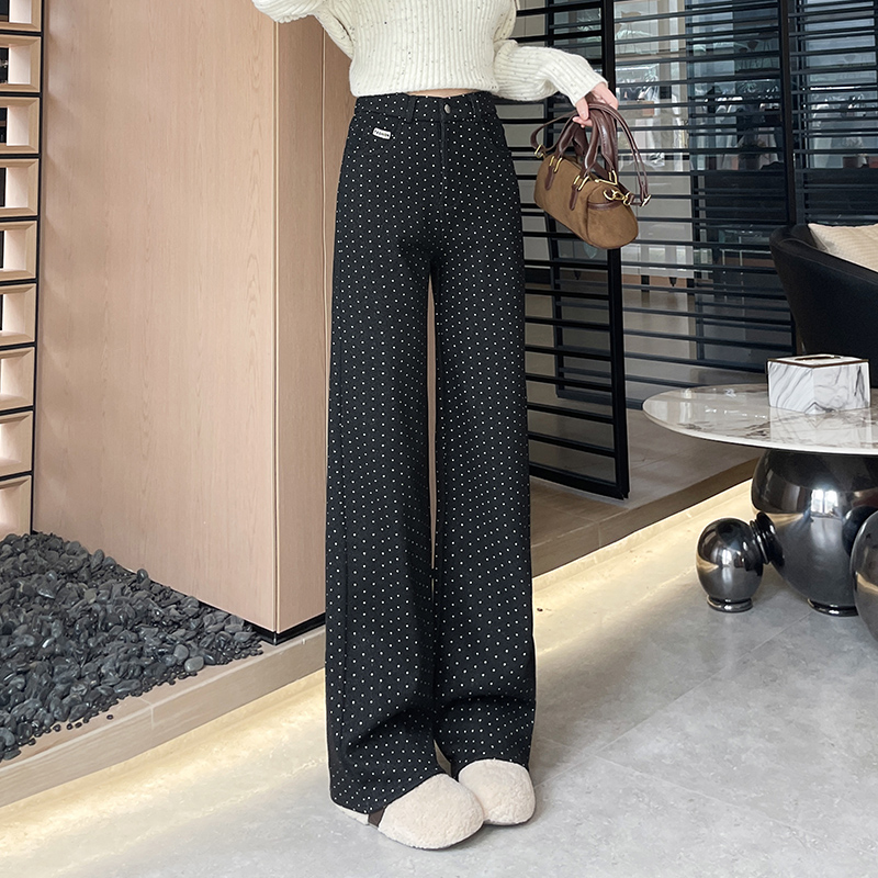 Fashionable Western Wave Point Wide Leg Pants for Women 2025 Early Autumn New High Waist Style Casual Versatile Loose Casual Pants Fashionable Western Wave Point Wide Leg Pants for Women 2025 Early Autumn New High Waist Style Casual Versatile Loose Casual Pants