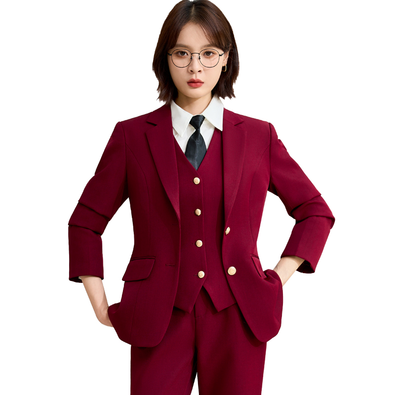 Office professional formal work clothes, suits, vests, pants, three piece set, autumn slim fit, slimming temperament work clothes Office professional formal work clothes, suits, vests, pants, three piece set, autumn slim fit, slimming temperament work clothes