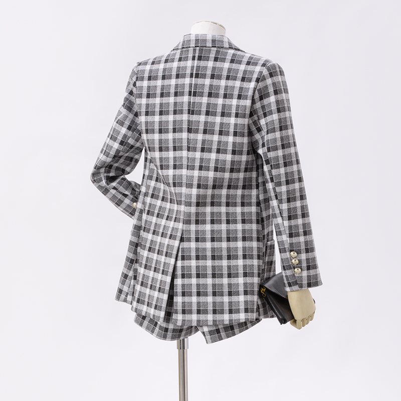 Commuting retro temperament plaid suit for women 2025 early autumn new design sense niche fashion long sleeved suit Commuting retro temperament plaid suit for women 2025 early autumn new design sense niche fashion long sleeved suit