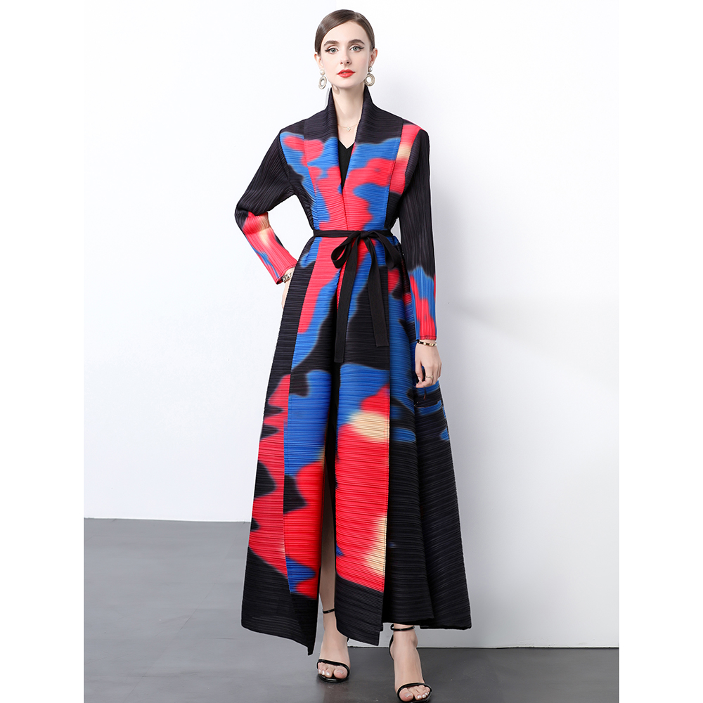 Factory direct sales of Miyake pleated loose plus size printed dress jacket Factory direct sales of Miyake pleated loose plus size printed dress jacket
