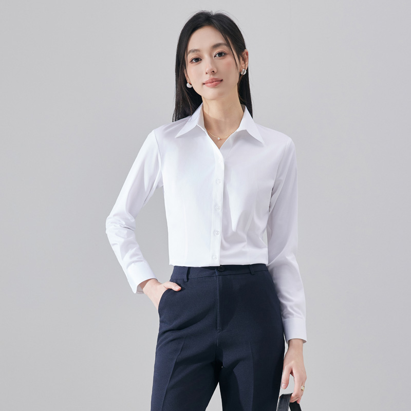 Casual and versatile white shirt, women's 2025 autumn outfit, new fashionable and simple temperament, commuting interior outfit, base shirt