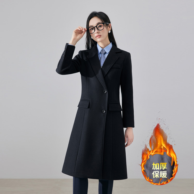 Cotton thickened woolen coat for women in autumn and winter 2025, fashionable and simple temperament, goddess style commuting mid length jacket Cotton thickened woolen coat for women in autumn and winter 2025, fashionable and simple temperament, goddess style commuting mid length jacket