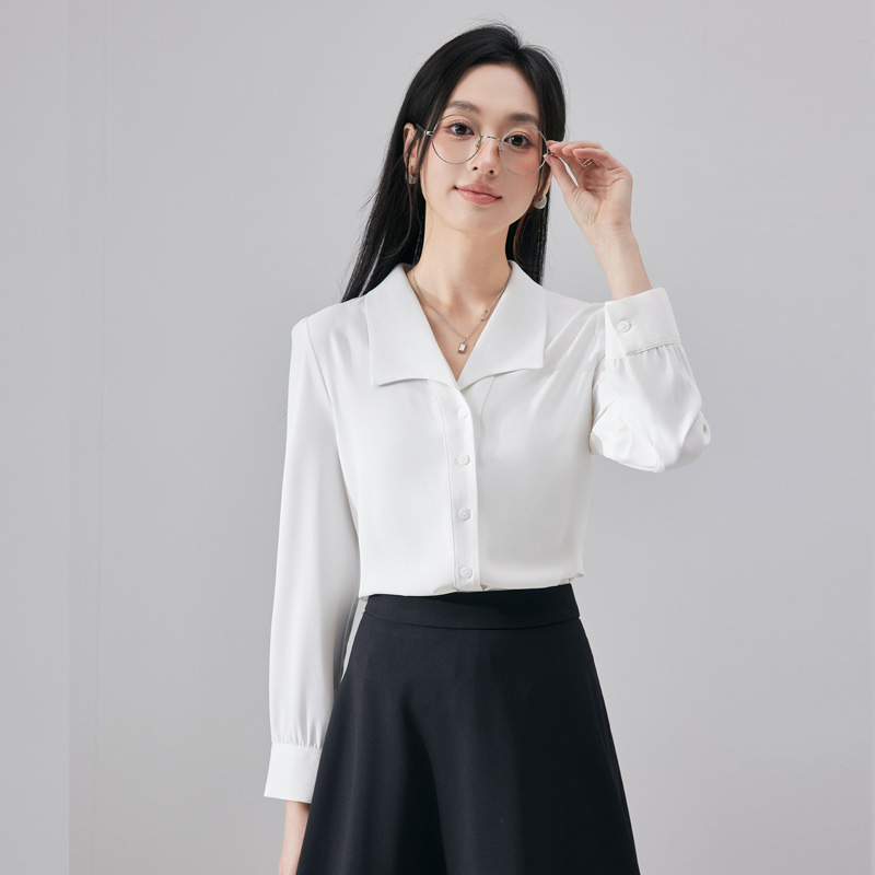 Fashionable and stylish blue shirt for reducing age, women's 2025 autumn new casual versatile OL fashionable and simple shirt Fashionable and stylish blue shirt for reducing age, women's 2025 autumn new casual versatile OL fashionable and simple shirt