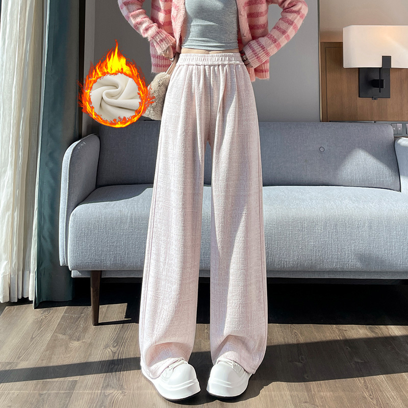 2025 Velvet Thickened Warm Wide Leg Pants for Women in Autumn and Winter, Fashionable, Simple, Elegant, Casual, Versatile, Commuting, Elastic Pants 2025 Velvet Thickened Warm Wide Leg Pants for Women in Autumn and Winter, Fashionable, Simple, Elegant, Casual, Versatile, Commuting, Elastic Pants