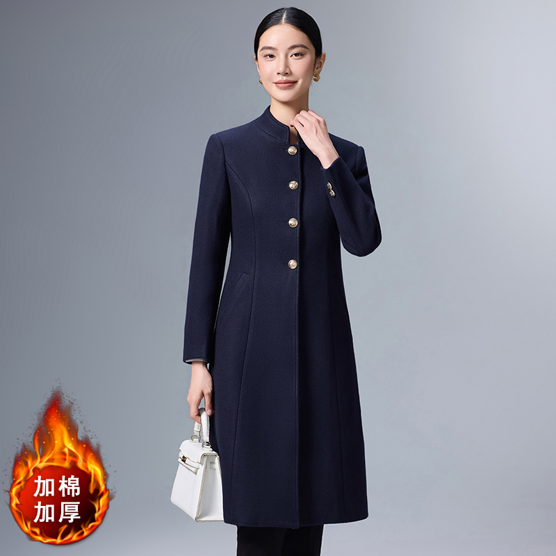Cotton thickened warm woolen coat for women in winter 2025, simple and capable temperament, goddess style medium long jacket Cotton thickened warm woolen coat for women in winter 2025, simple and capable temperament, goddess style medium long jacket