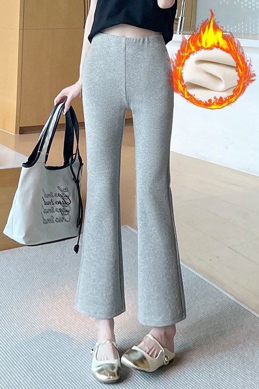 2025 Velvet Thickened Micro Pull Pants for Women's Autumn and Winter Design, with a niche temperament, casual and versatile, short cropped pants 2025 Velvet Thickened Micro Pull Pants for Women's Autumn and Winter Design, with a niche temperament, casual and versatile, short cropped pants