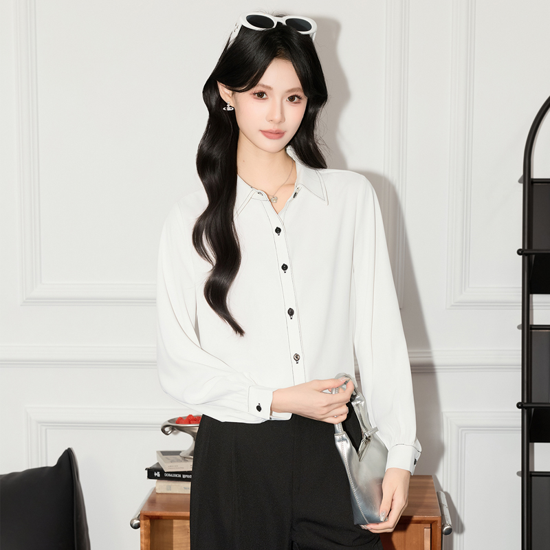 2025 New Blue Shirt, Small Shirt, Women's Design, niche temperament, casual commuting, versatile long sleeved shirt, autumn 2025 New Blue Shirt, Small Shirt, Women's Design, niche temperament, casual commuting, versatile long sleeved shirt, autumn