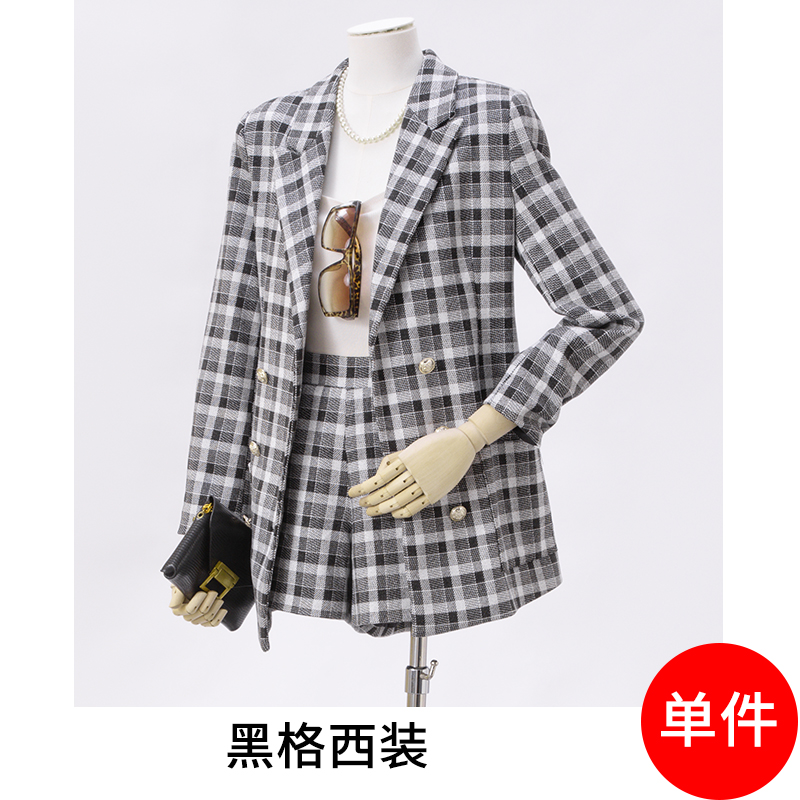 Commuting retro temperament plaid suit for women 2025 early autumn new design sense niche fashion long sleeved suit Commuting retro temperament plaid suit for women 2025 early autumn new design sense niche fashion long sleeved suit