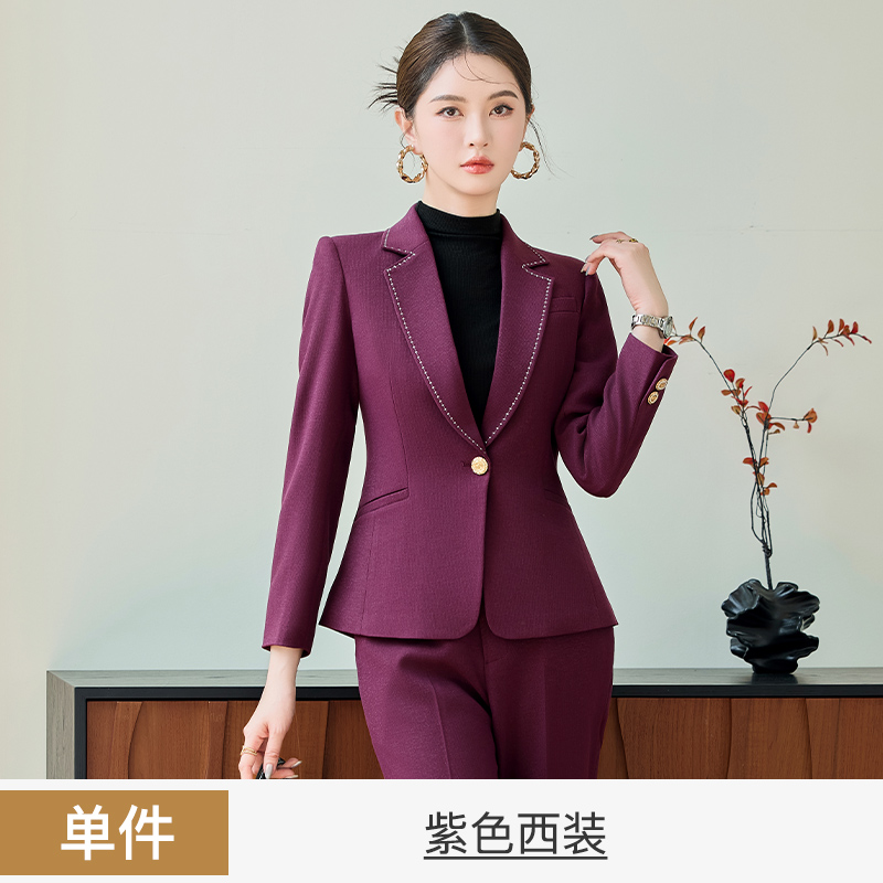 2025 high-end purple suit jacket for women in autumn, simple and capable temperament, slim fit one button suit set 2025 high-end purple suit jacket for women in autumn, simple and capable temperament, slim fit one button suit set