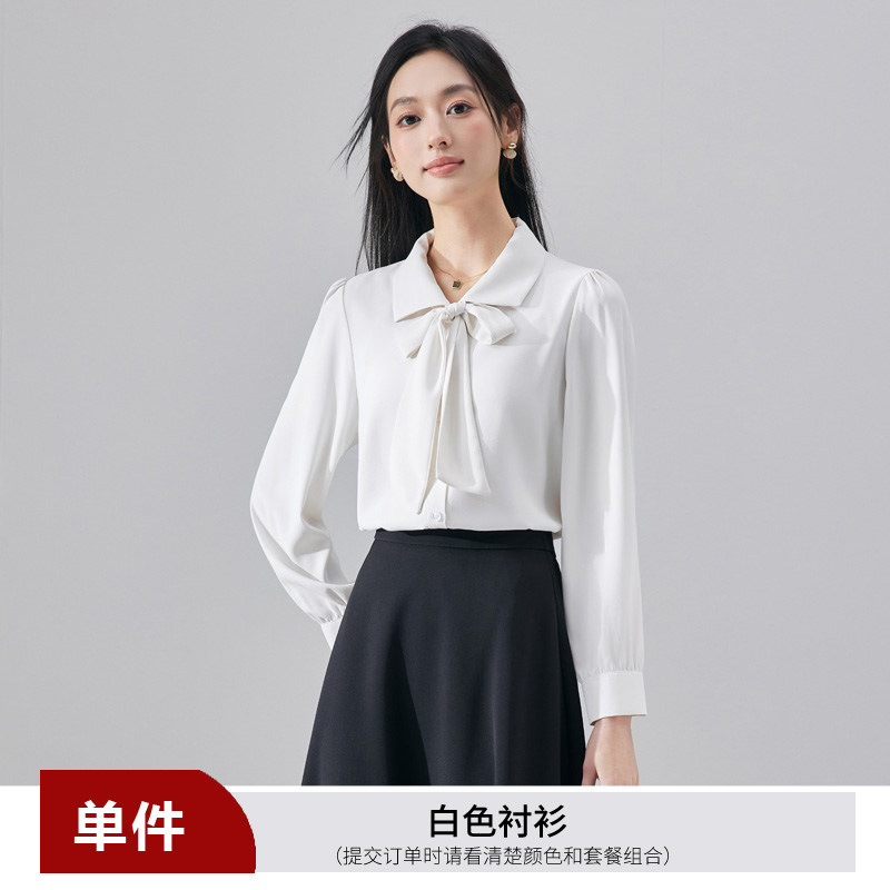 Design sense, niche temperament, ribbon shirt, dress, women's autumn new style, fashionable, simple, western-style, age reducing versatile shirt Design sense, niche temperament, ribbon shirt, dress, women's autumn new style, fashionable, simple, western-style, age reducing versatile shirt