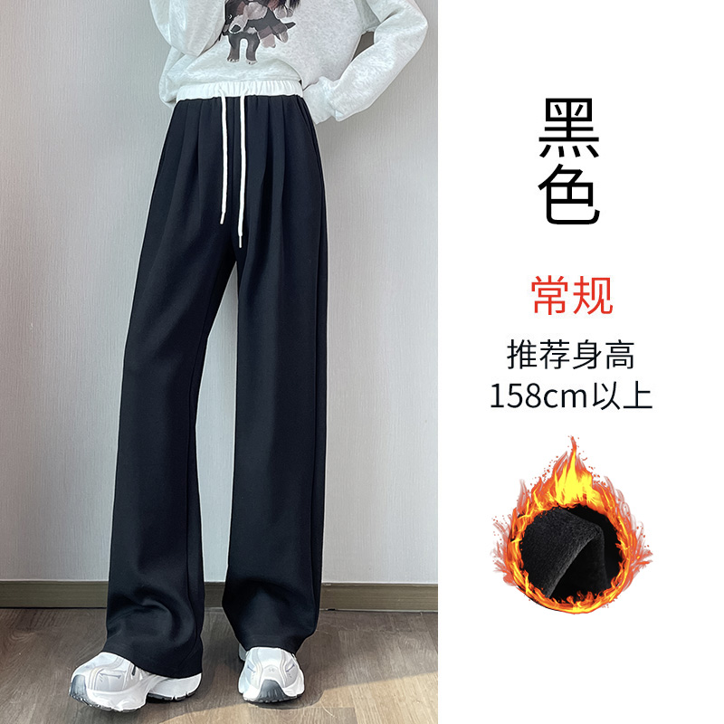 2025 Velvet Thickened Warm Sports Pants for Women's Autumn and Winter Fashion, Simple and Versatile, Elastic Waist, Wide Leg Pants 2025 Velvet Thickened Warm Sports Pants for Women's Autumn and Winter Fashion, Simple and Versatile, Elastic Waist, Wide Leg Pants