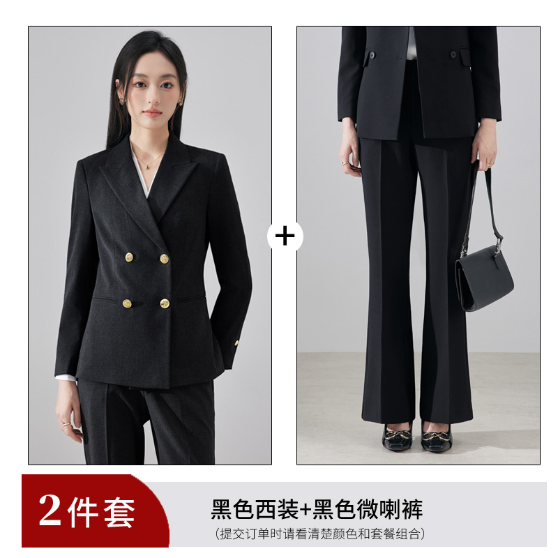 High end professional women's double breasted suit set for autumn and winter 2025, simple and capable temperament, goddess style commuting suit High end professional women's double breasted suit set for autumn and winter 2025, simple and capable temperament, goddess style commuting suit