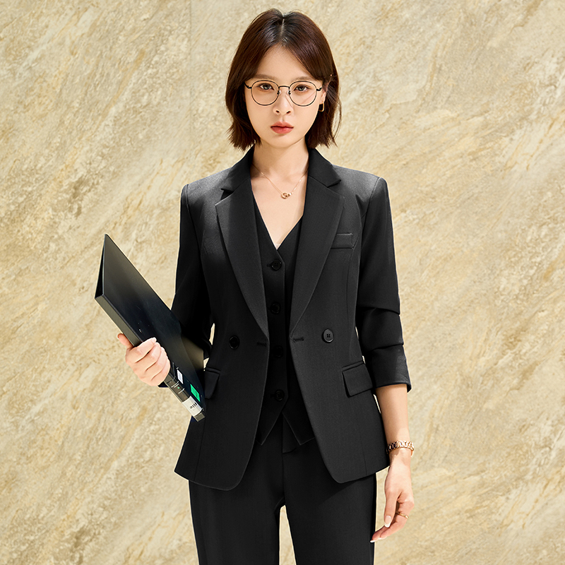Wedding host, professional formal suit, vest pants set, women's 2025 autumn simple and capable temperament suit Wedding host, professional formal suit, vest pants set, women's 2025 autumn simple and capable temperament suit
