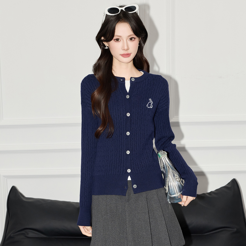 2025 slim fit single breasted sweater for women's autumn and winter new design sense, niche temperament, casual versatile long sleeved top 2025 slim fit single breasted sweater for women's autumn and winter new design sense, niche temperament, casual versatile long sleeved top