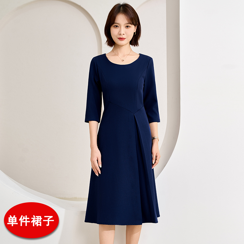 Temperament round neck A-line dress for women 2025 autumn harvest, waist slimming, temperament goddess style commuting versatile mid sleeved dress Temperament round neck A-line dress for women 2025 autumn harvest, waist slimming, temperament goddess style commuting versatile mid sleeved dress