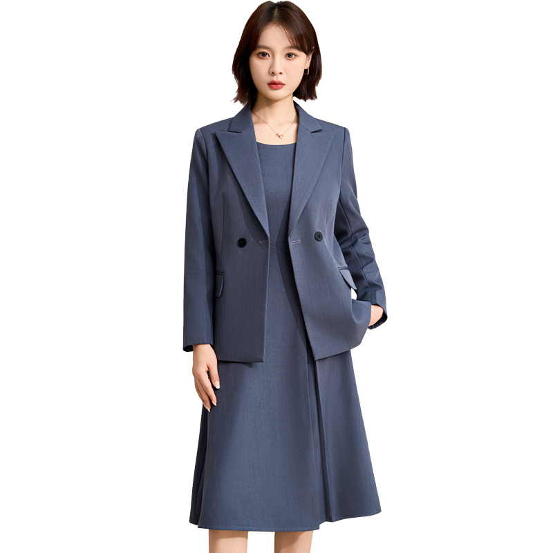 Strap up waist slimming gray suit for women in the autumn of 2025, with a sense of luxury, professional work clothes, commuting suits Strap up waist slimming gray suit for women in the autumn of 2025, with a sense of luxury, professional work clothes, commuting suits