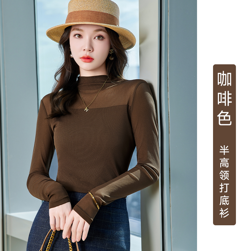 Slimming and slimming inner layer bottom shirt for women in the autumn of 2025, new design with a niche temperament, casual high neck top Slimming and slimming inner layer bottom shirt for women in the autumn of 2025, new design with a niche temperament, casual high neck top