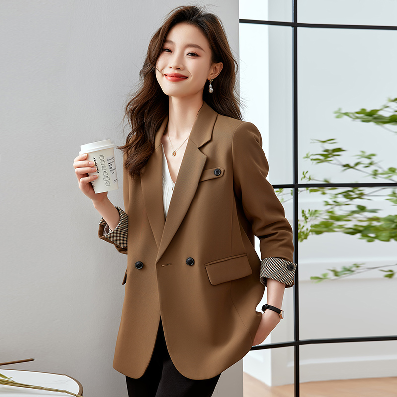 Western style beige suit jacket for women's autumn and winter new high-end professional dress formal Korean version OL suit top Western style beige suit jacket for women's autumn and winter new high-end professional dress formal Korean version OL suit top