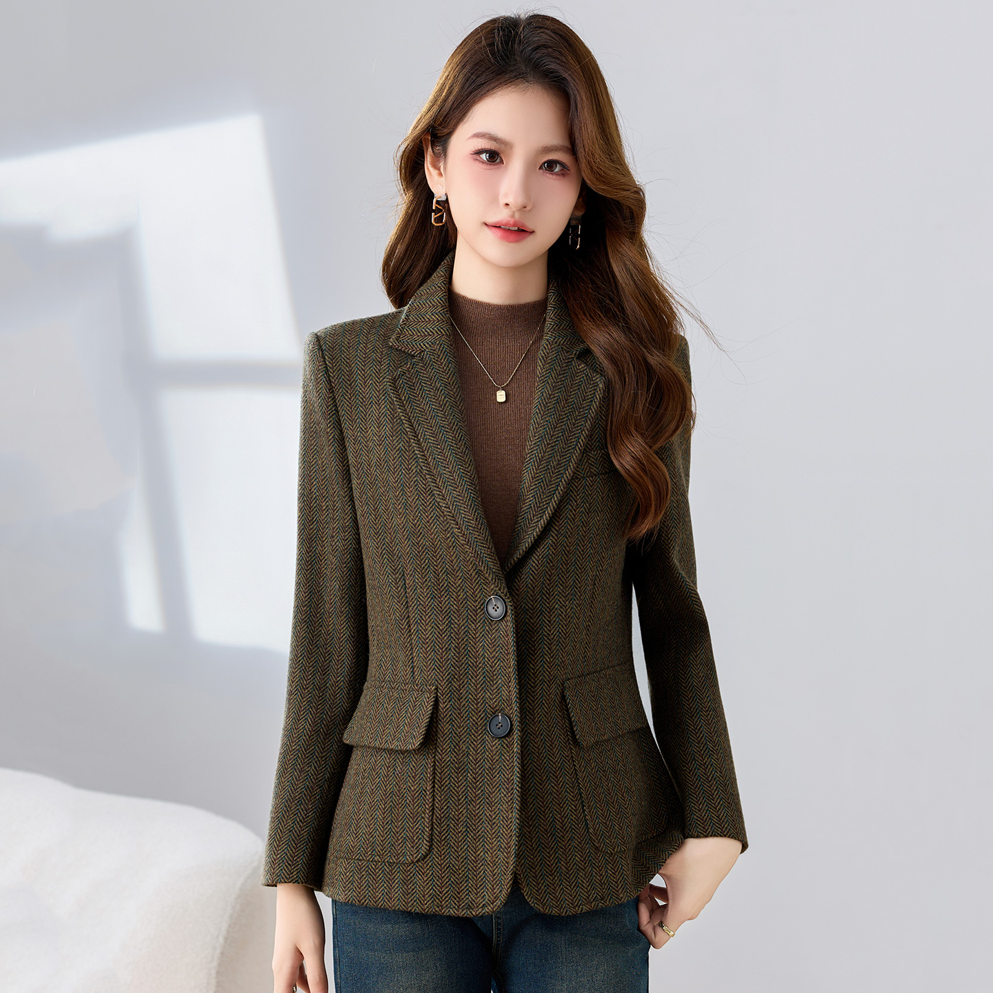 Wool suit jacket for women in autumn and winter, new high-end style, goddess style, commuting formal wear, professional workwear suit
