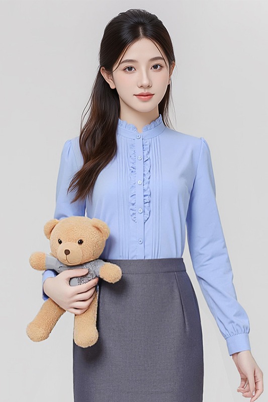 Temperament goddess style commuting versatile blue shirt small shirt women's early autumn new design sense niche casual shirt trend Temperament goddess style commuting versatile blue shirt small shirt women's early autumn new design sense niche casual shirt trend
