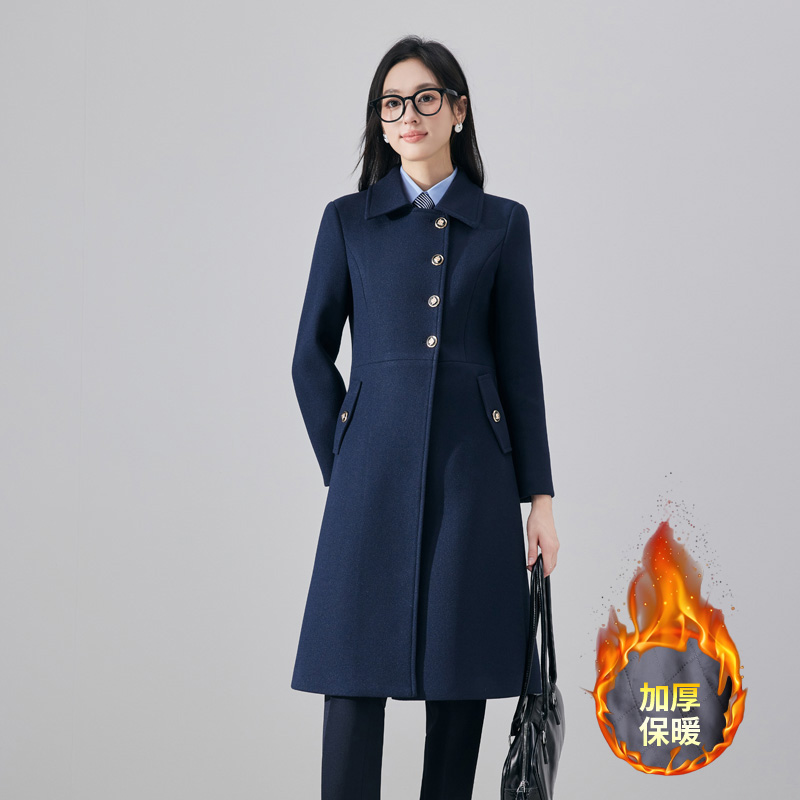 Autumn and winter thick single breasted gray woolen coat for women 2024 new style temperament goddess style professional long sleeved coat Autumn and winter thick single breasted gray woolen coat for women 2024 new style temperament goddess style professional long sleeved coat