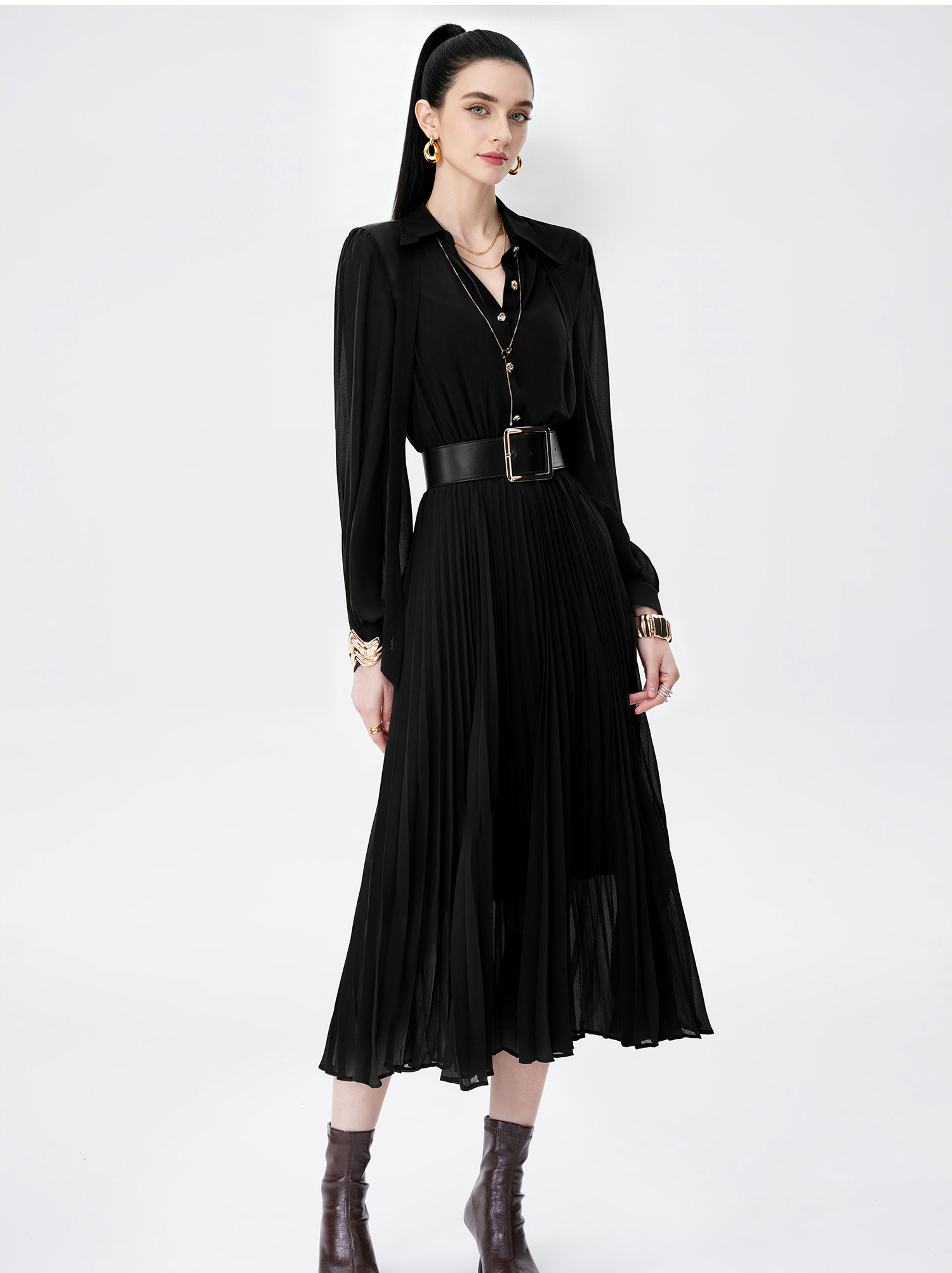 Factory direct sales of Miyake pleated versatile slim fit chiffon dress Factory direct sales of Miyake pleated versatile slim fit chiffon dress