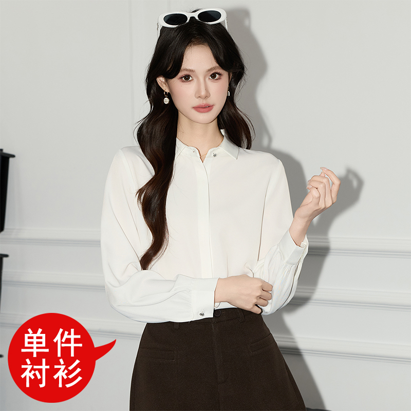 2025 Autumn New Casual Versatile Long Sleeve Shirt for Women's Commuting, Formal, Interior, Bottom Solid Color Shirt, Small Shirt 2025 Autumn New Casual Versatile Long Sleeve Shirt for Women's Commuting, Formal, Interior, Bottom Solid Color Shirt, Small Shirt