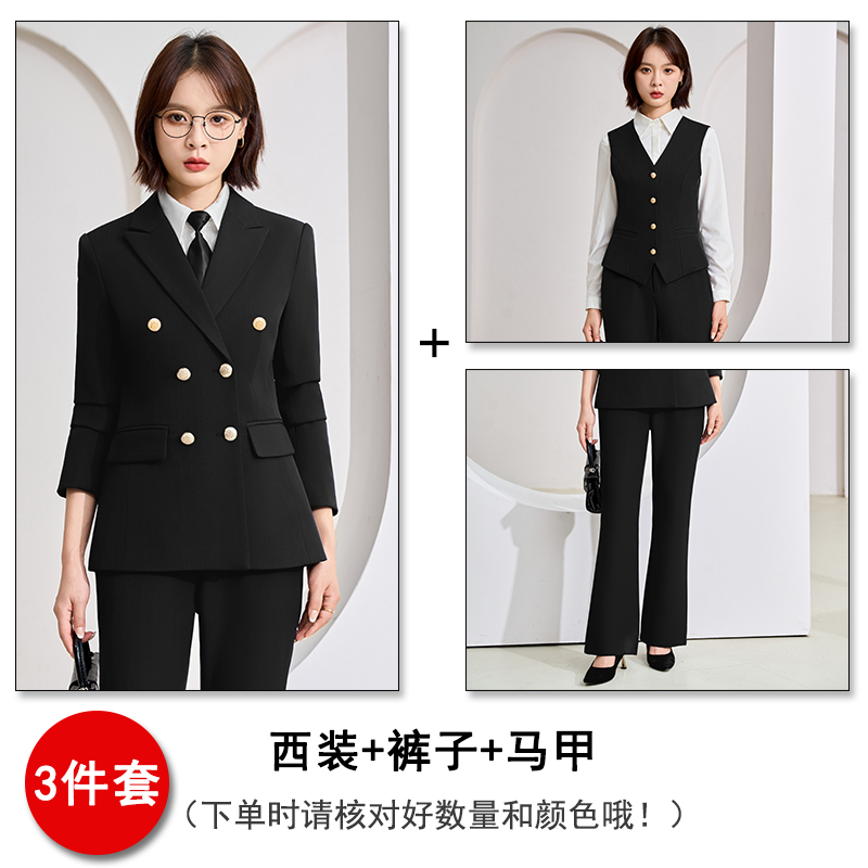 Commuting formal suit in navy blue, women's 2025 autumn new style slim fit and high-end double breasted suit Commuting formal suit in navy blue, women's 2025 autumn new style slim fit and high-end double breasted suit