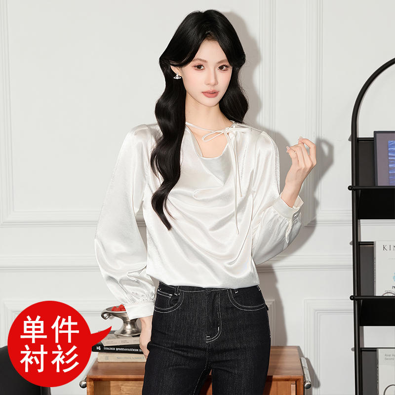 Goddess style long sleeved shirt for autumn 2025, new high-end acetate satin shirt, versatile commuter top Goddess style long sleeved shirt for autumn 2025, new high-end acetate satin shirt, versatile commuter top