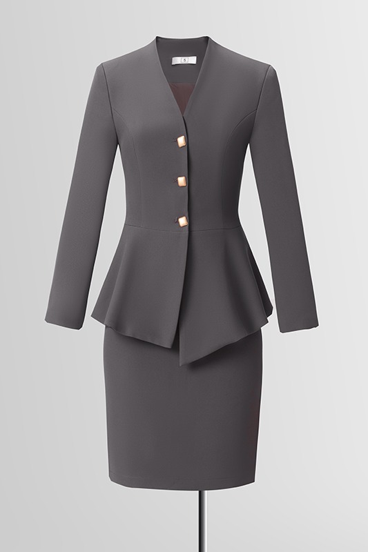 Temperament V-neck gray suit for women, 2025 autumn new style, simple and efficient commuting formal suit, high-end feel suit Temperament V-neck gray suit for women, 2025 autumn new style, simple and efficient commuting formal suit, high-end feel suit