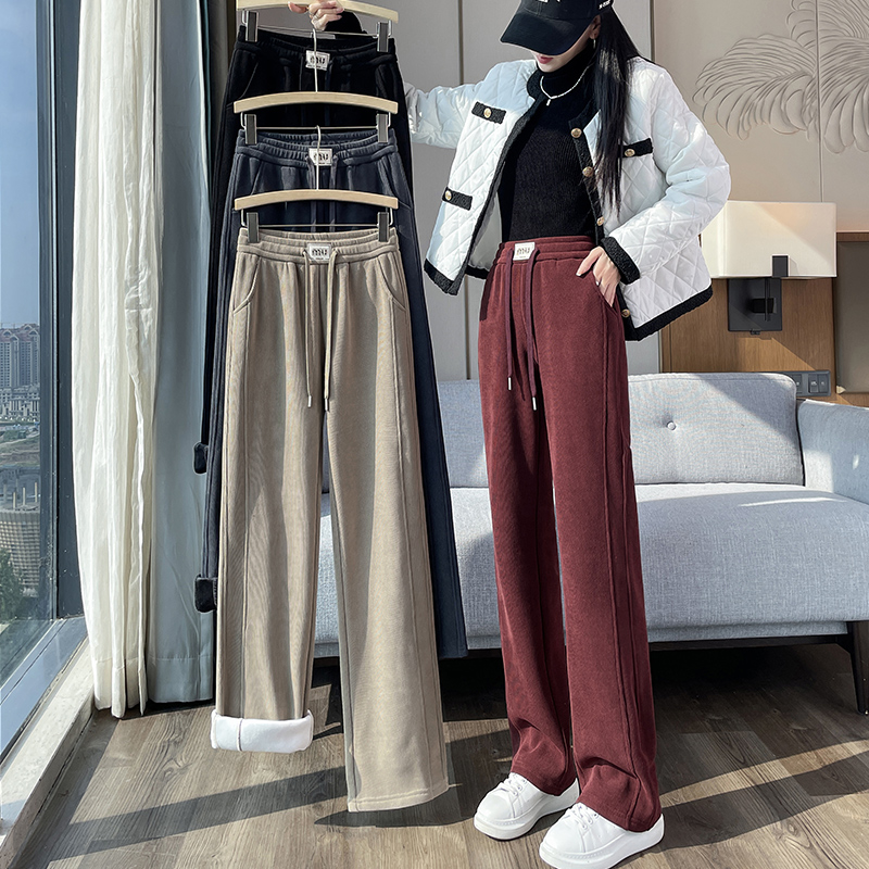 Velvet thickened elastic waistband pants for children's 2025 autumn and winter new style fashionable and simple temperament commuting versatile casual pants Velvet thickened elastic waistband pants for children's 2025 autumn and winter new style fashionable and simple temperament commuting versatile casual pants