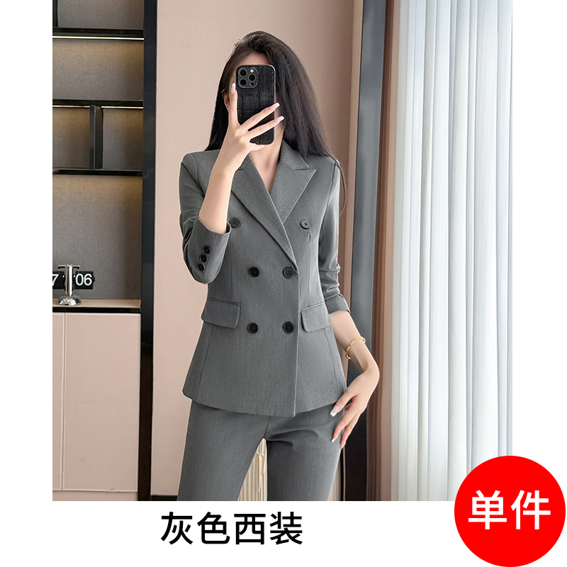 2025 high-end double breasted suit set for women's autumn new style, simple and capable temperament, goddess style commuting work clothes 2025 high-end double breasted suit set for women's autumn new style, simple and capable temperament, goddess style commuting work clothes