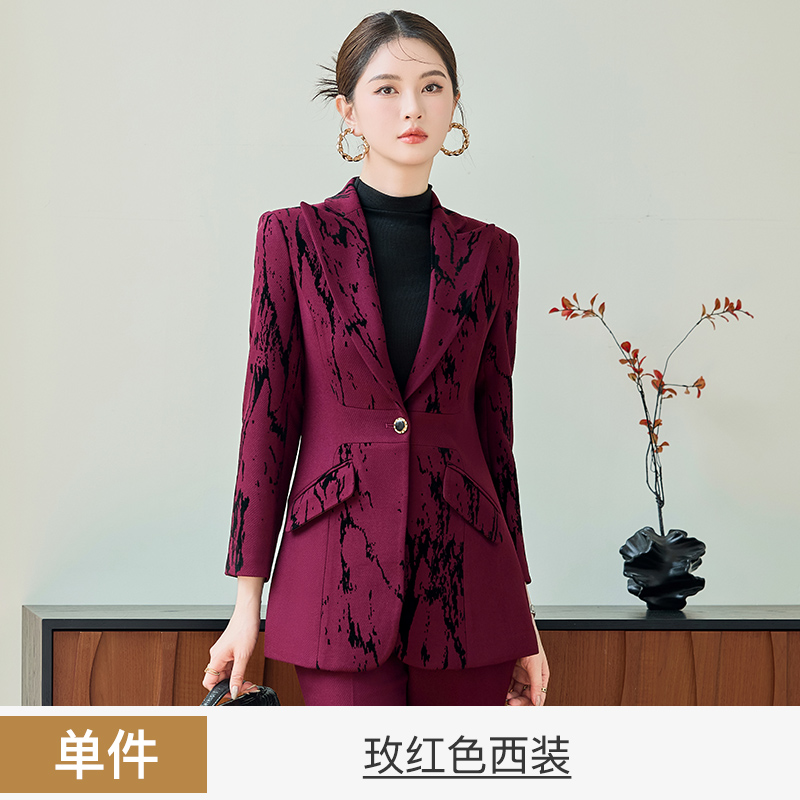 Chinese style printed suit set for women 2025 early autumn new slim fit one button commuting formal work clothes Chinese style printed suit set for women 2025 early autumn new slim fit one button commuting formal work clothes