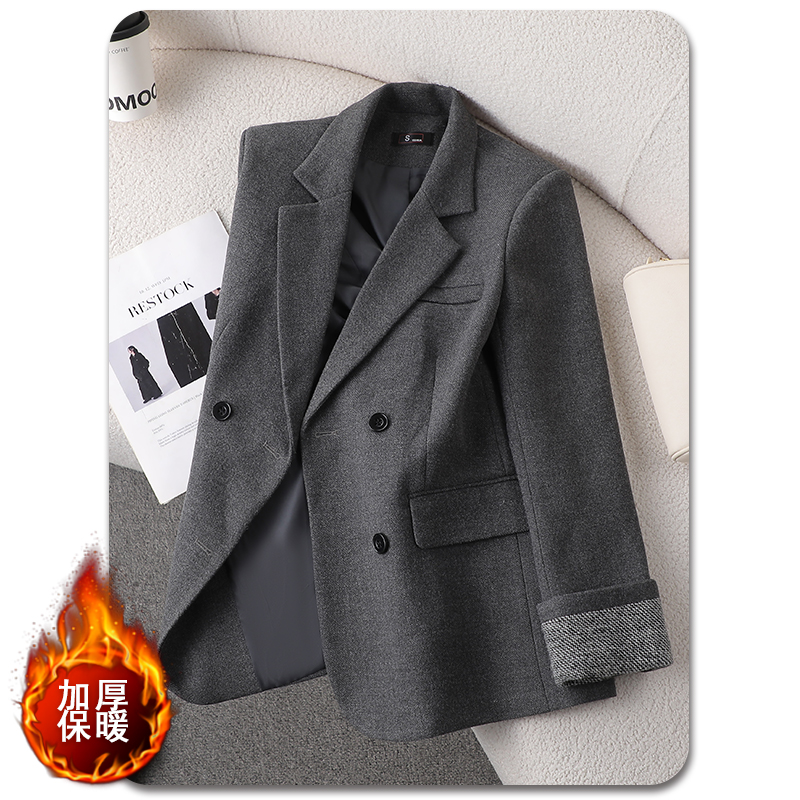 Cotton warm suit jacket for women in winter 2025, new casual versatile OL commuting versatile long sleeved professional suit Cotton warm suit jacket for women in winter 2025, new casual versatile OL commuting versatile long sleeved professional suit