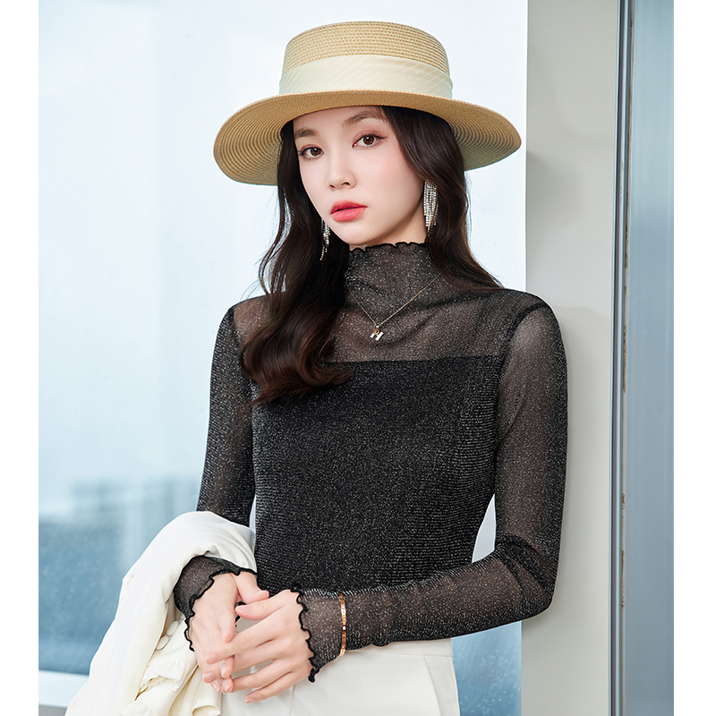 Slim fit versatile black base shirt for women's autumn new style, fashionable and stylish design, niche commuting long sleeved top trend Slim fit versatile black base shirt for women's autumn new style, fashionable and stylish design, niche commuting long sleeved top trend