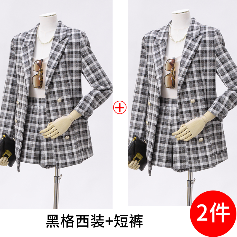 Commuting retro temperament plaid suit for women 2025 early autumn new design sense niche fashion long sleeved suit Commuting retro temperament plaid suit for women 2025 early autumn new design sense niche fashion long sleeved suit