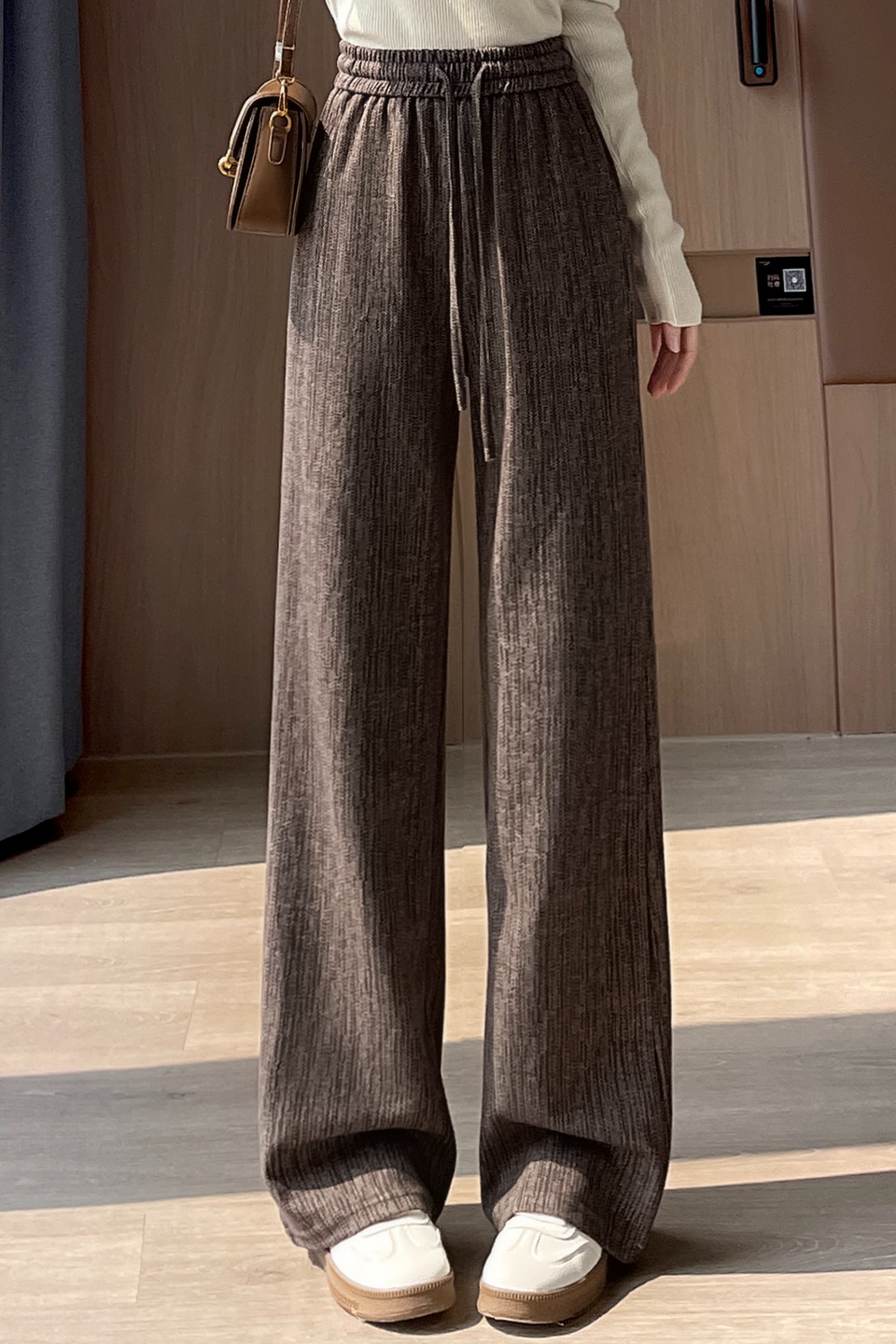 2025 fashionable and simple temperament wide leg pants for women's autumn new design sense, niche casual versatile elastic pants 2025 fashionable and simple temperament wide leg pants for women's autumn new design sense, niche casual versatile elastic pants