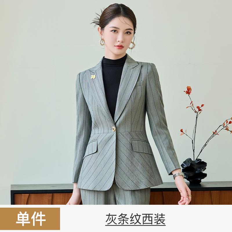 Fashionable and minimalist striped suit set for women in autumn 2025, slim fit and slimming one button commuting professional formal suit Fashionable and minimalist striped suit set for women in autumn 2025, slim fit and slimming one button commuting professional formal suit