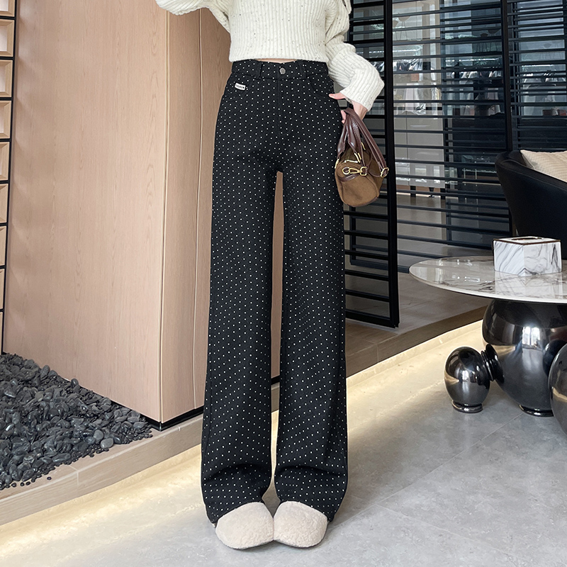 Fashionable Western Wave Point Wide Leg Pants for Women 2025 Early Autumn New High Waist Style Casual Versatile Loose Casual Pants Fashionable Western Wave Point Wide Leg Pants for Women 2025 Early Autumn New High Waist Style Casual Versatile Loose Casual Pants