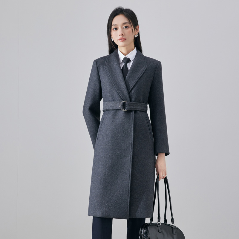 Thickened woolen coat for women in autumn and winter, with a high-end feel and slim fit, exuding a goddess like aura for commuting and professional long sleeved coats Thickened woolen coat for women in autumn and winter, with a high-end feel and slim fit, exuding a goddess like aura for commuting and professional long sleeved coats
