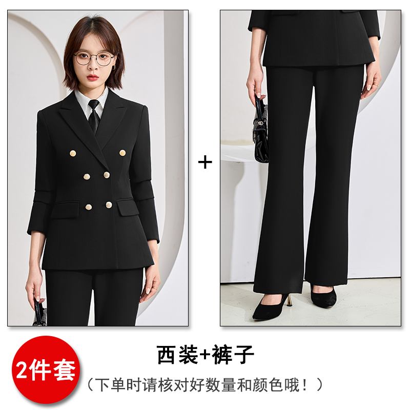 Commuting formal suit in navy blue, women's 2025 autumn new style slim fit and high-end double breasted suit Commuting formal suit in navy blue, women's 2025 autumn new style slim fit and high-end double breasted suit