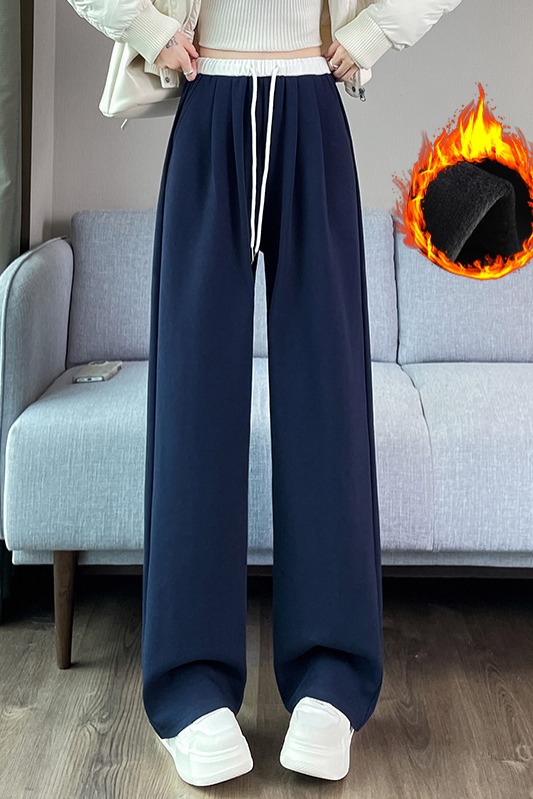 2025 Velvet Thickened Warm Sports Pants for Women's Autumn and Winter Fashion, Simple and Versatile, Elastic Waist, Wide Leg Pants 2025 Velvet Thickened Warm Sports Pants for Women's Autumn and Winter Fashion, Simple and Versatile, Elastic Waist, Wide Leg Pants