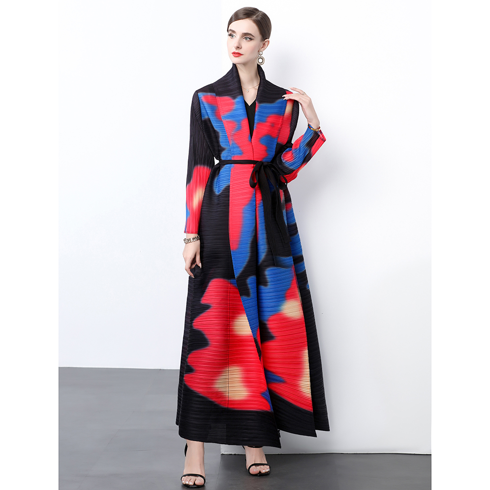 Factory direct sales of Miyake pleated loose plus size printed dress jacket Factory direct sales of Miyake pleated loose plus size printed dress jacket