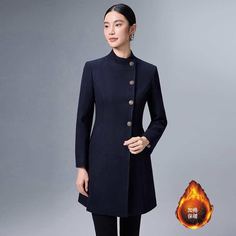 Cotton thickened woolen coat for women's winter clothing, new simple and capable style, slim fit and slimming professional work clothes jacket Cotton thickened woolen coat for women's winter clothing, new simple and capable style, slim fit and slimming professional work clothes jacket