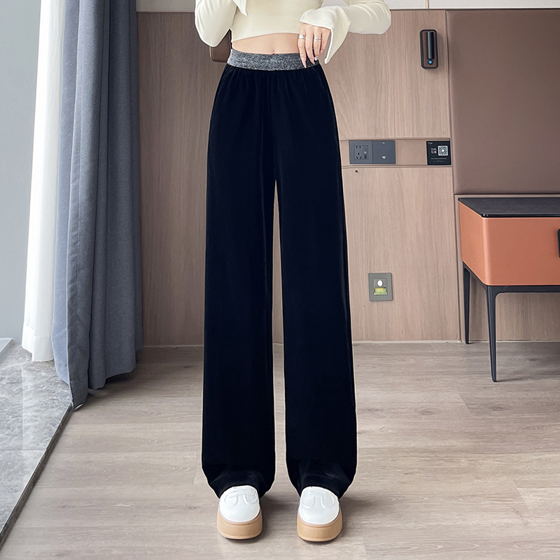 Fashionable, minimalist, and high-end gold velvet casual pants for women in autumn 2025. New design with a niche and versatile wide leg pants Fashionable, minimalist, and high-end gold velvet casual pants for women in autumn 2025. New design with a niche and versatile wide leg pants